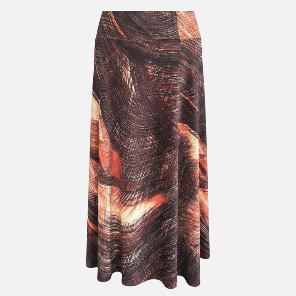Y2k Vintage Cato Midi Skirt Small Tropical Island Print Slinky Flowy Surfer Boho
